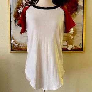 Free people We the Free short sleeve top C white combo size M ~